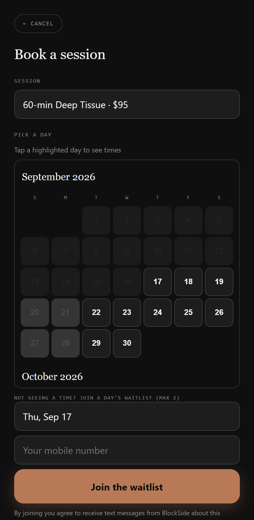 Booking a time