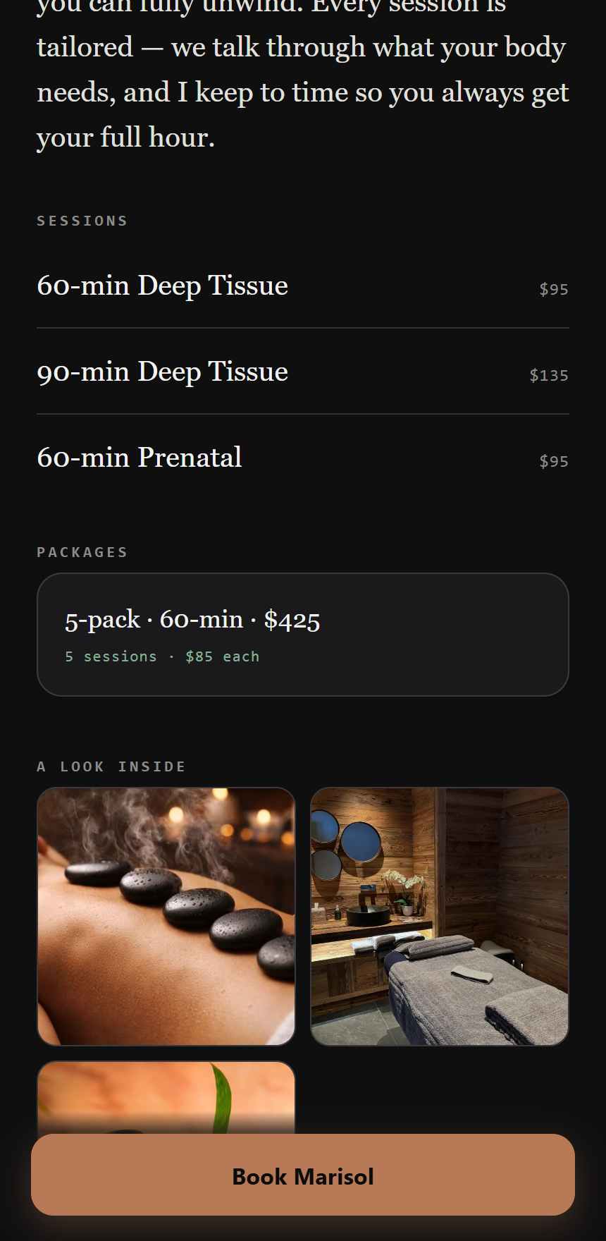 Sessions and prices